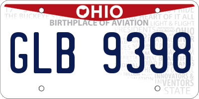 OH license plate GLB9398