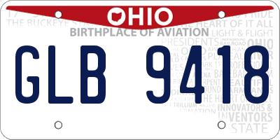 OH license plate GLB9418
