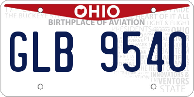 OH license plate GLB9540