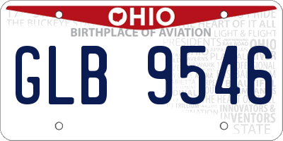 OH license plate GLB9546