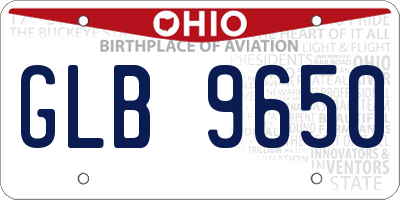 OH license plate GLB9650