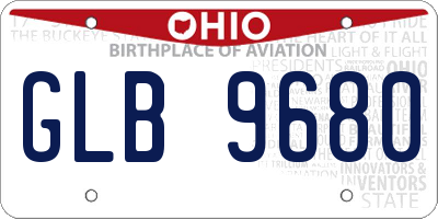 OH license plate GLB9680