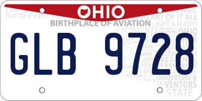 OH license plate GLB9728