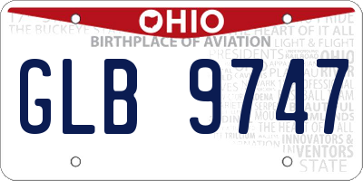 OH license plate GLB9747