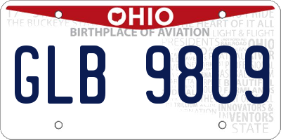 OH license plate GLB9809