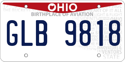 OH license plate GLB9818