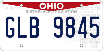 OH license plate GLB9845