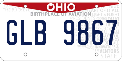 OH license plate GLB9867