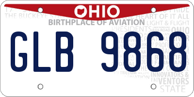 OH license plate GLB9868