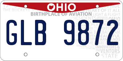 OH license plate GLB9872