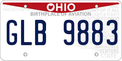 OH license plate GLB9883