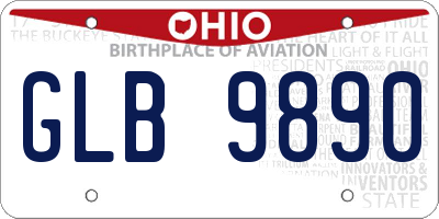 OH license plate GLB9890