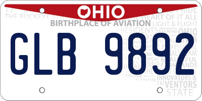 OH license plate GLB9892