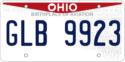 OH license plate GLB9923