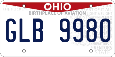 OH license plate GLB9980