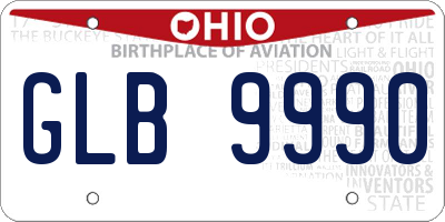 OH license plate GLB9990