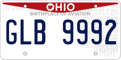 OH license plate GLB9992