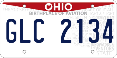 OH license plate GLC2134