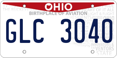 OH license plate GLC3040