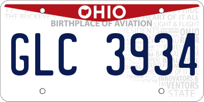 OH license plate GLC3934