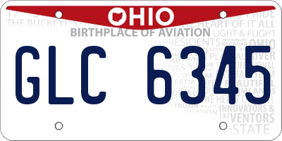 OH license plate GLC6345
