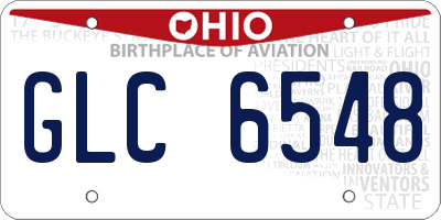 OH license plate GLC6548