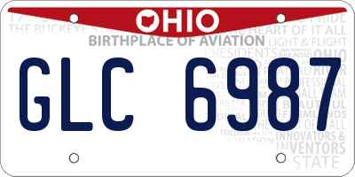OH license plate GLC6987