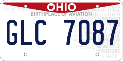 OH license plate GLC7087