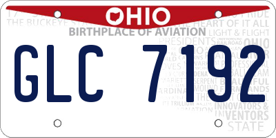 OH license plate GLC7192