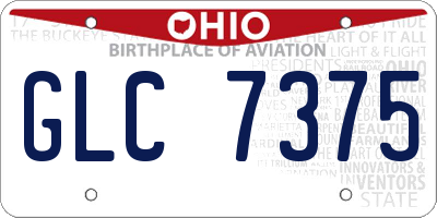OH license plate GLC7375