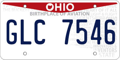 OH license plate GLC7546