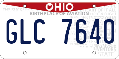 OH license plate GLC7640
