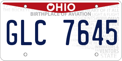 OH license plate GLC7645