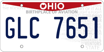 OH license plate GLC7651