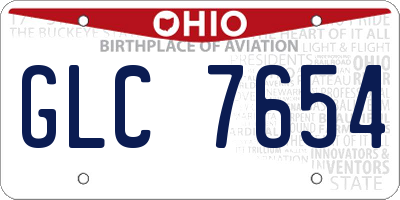 OH license plate GLC7654