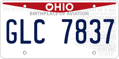 OH license plate GLC7837