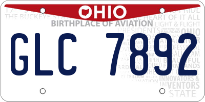 OH license plate GLC7892