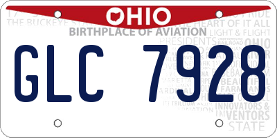 OH license plate GLC7928