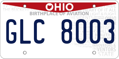 OH license plate GLC8003