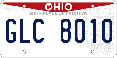 OH license plate GLC8010