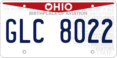 OH license plate GLC8022