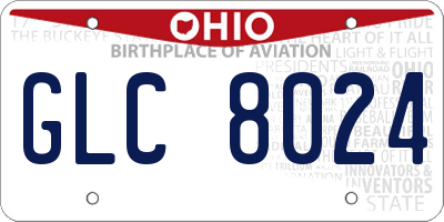 OH license plate GLC8024