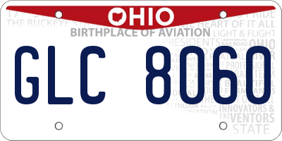 OH license plate GLC8060