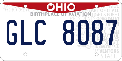 OH license plate GLC8087