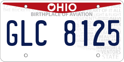 OH license plate GLC8125