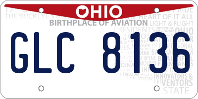 OH license plate GLC8136