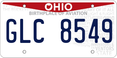 OH license plate GLC8549