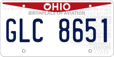 OH license plate GLC8651