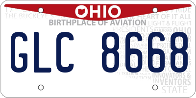 OH license plate GLC8668