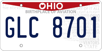 OH license plate GLC8701